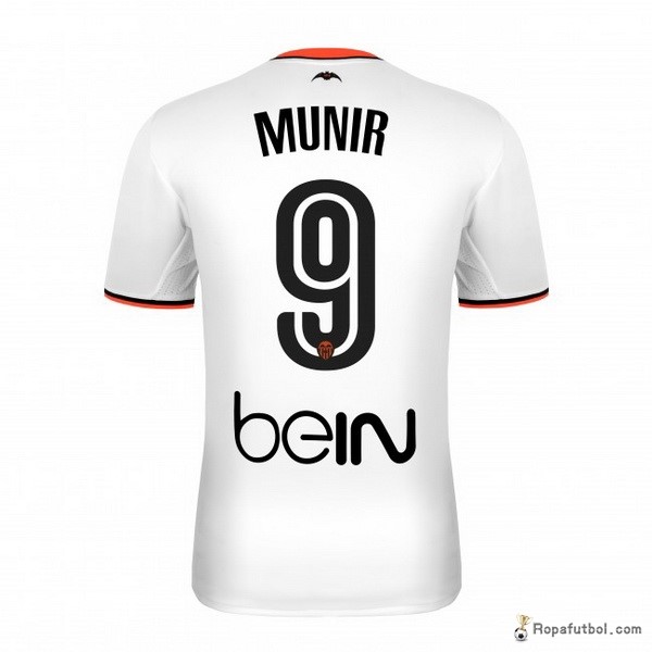 Camiseta Valencia Replica Primera Ropa Munir 2016/17 Blanco